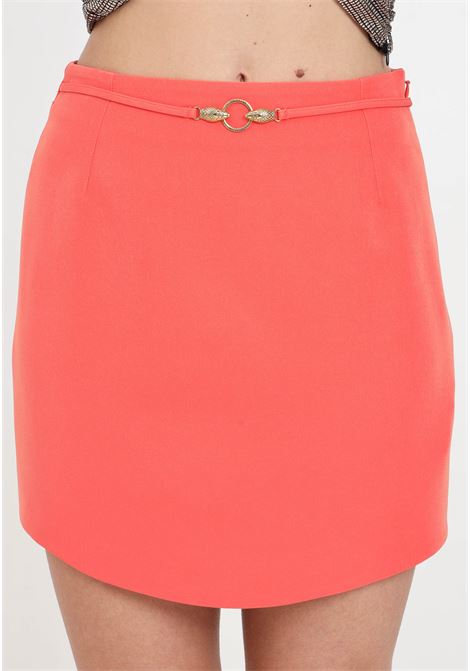 Orange women's skirt with golden snake head detail JUST CAVALLI | 76PAE806N0298544